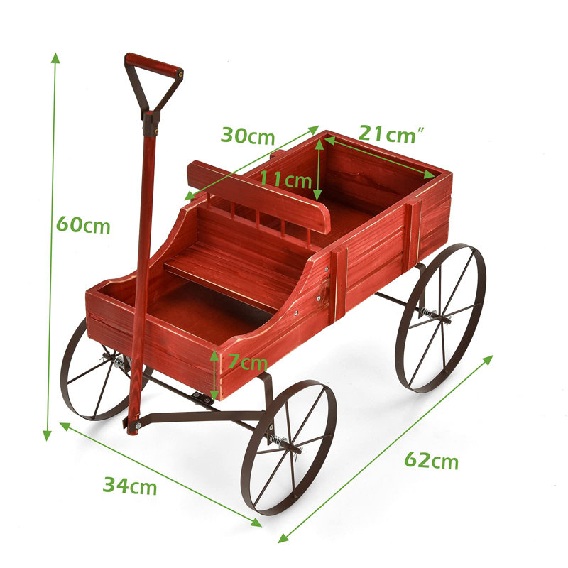 Mischa Wheelbarrow Planter, Red