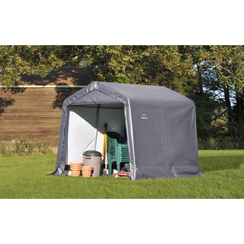 Large Gray Portable Steel Peak Roof Storage Shed