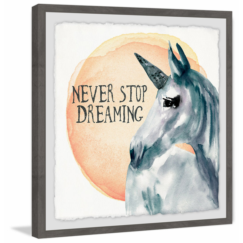 «Never Stop Dreaming», reproduction encadrée, H 12 po x l 12 po x P 1,5 po, Encadré gris