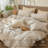 MooMee Striped Duvet Cover Set 100% Washed Cotton Linen Like Textured-111720998-105229475