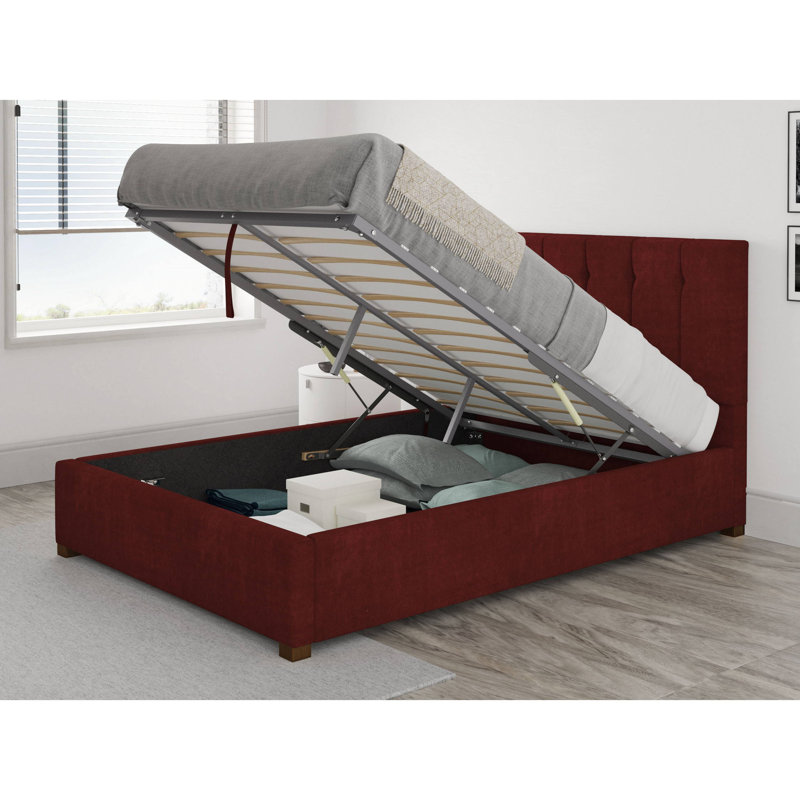 Hutridge Upholstered Ottoman Storage Bed, Double (4'6), Bordeaux