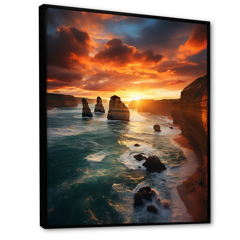 Australie, douze apôtres majestueux I - impression, Cadre flottant noir, 40" H x 30" W