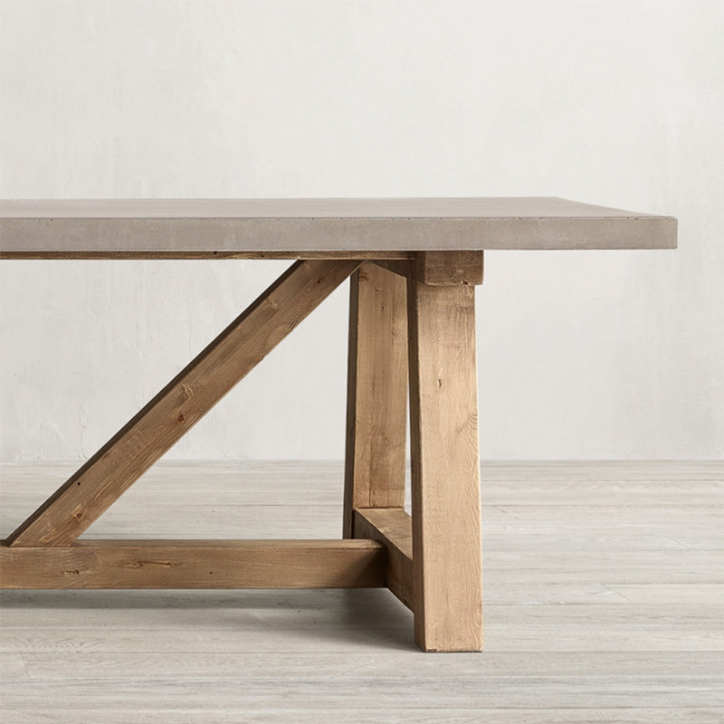 Table de salle à manger de style américain en bois massif rétro., H 29,5 po x L 110,2 po x l 39,3 po