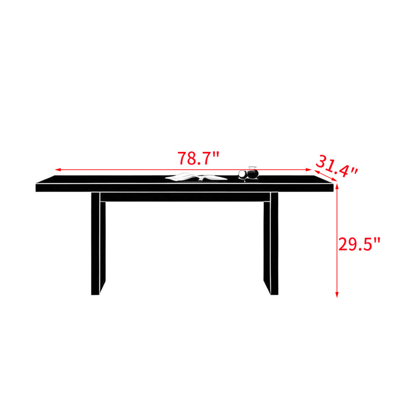 Sailesh American style solid wood dining table, 29.5"H x 78.7"L x 31.4"W