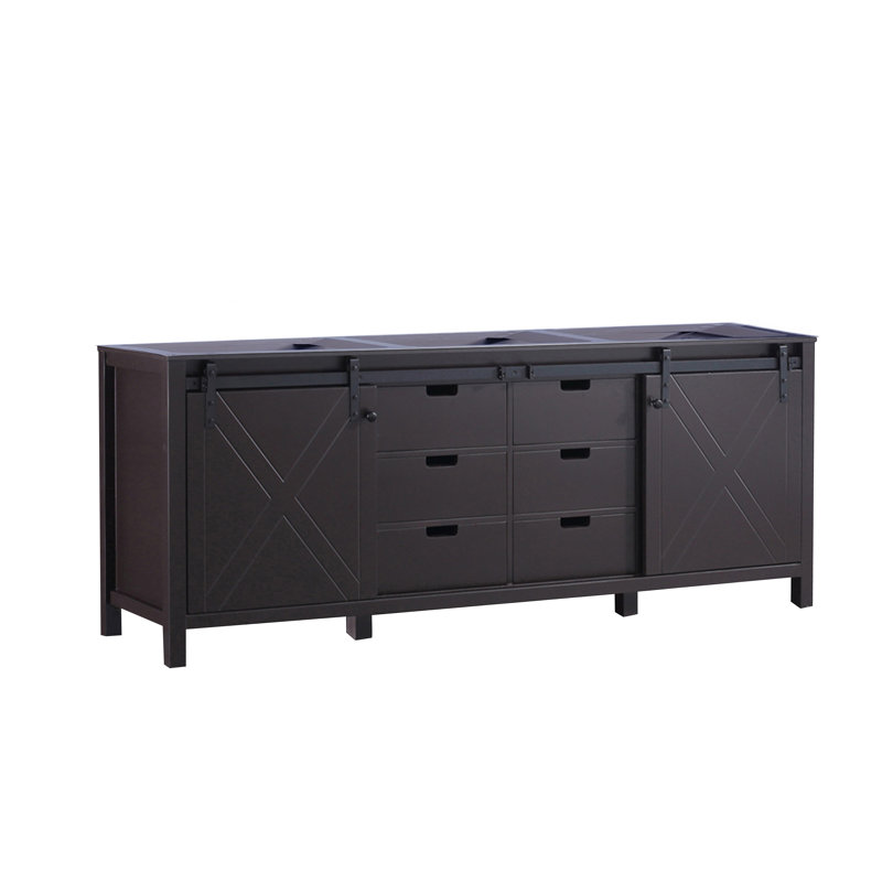 Marsyas 84" Brown Freestanding Vanity Cabinet with Barn Doors