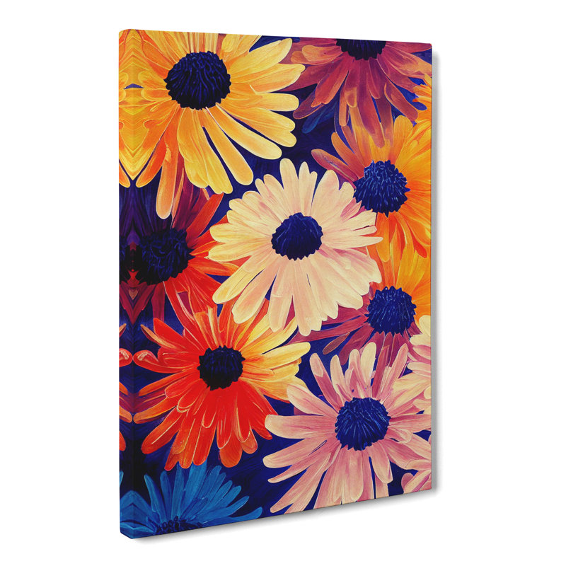 Chrysanthemum Flower Splatter - Wrapped Canvas, 76cm H x 50cm W x 3cm D
