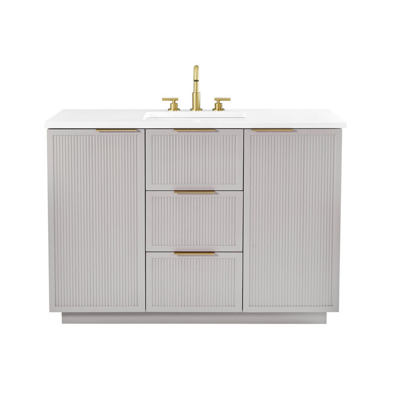 Meuble-lavabo simple 48 po Aderyn, Taupe / bronze brossé