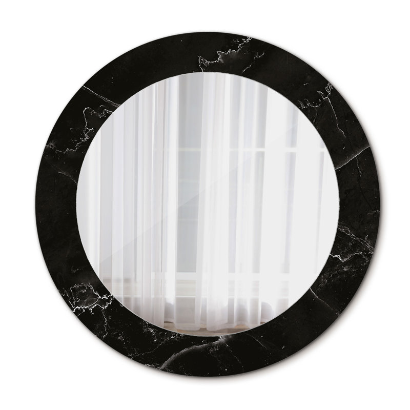 Huldar Glass Flat Wall Mirror, 60cm x 60cm, Black Marble Stone 