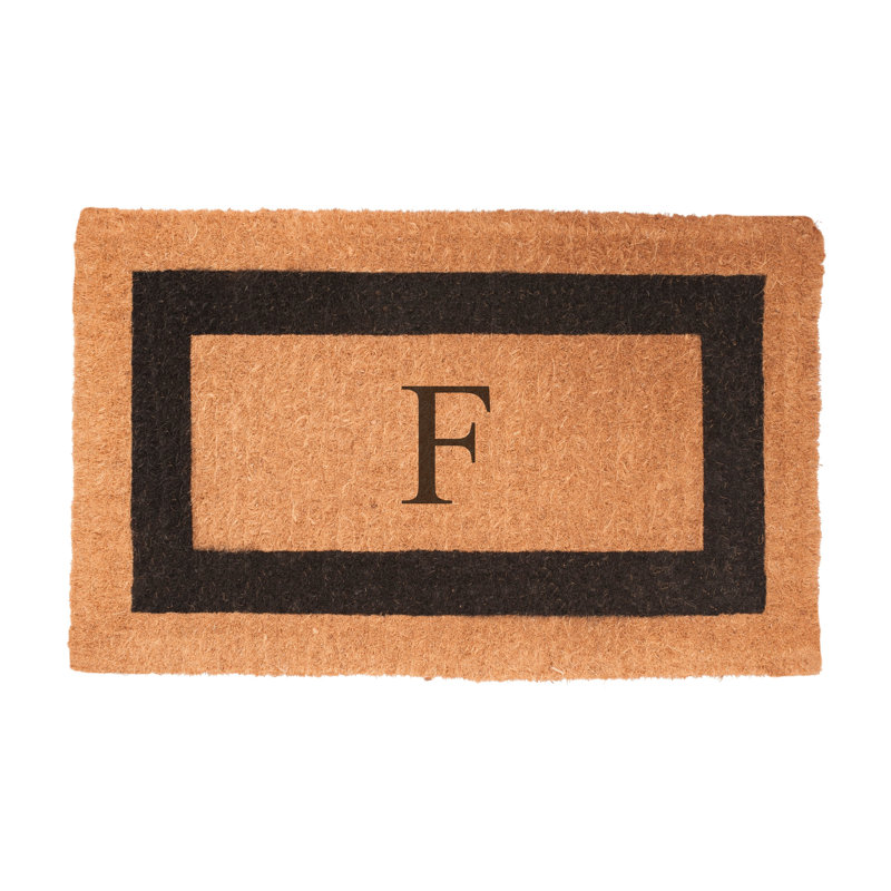 Tapis de porte d’extérieur en fibre monogramme Stansfield, Rectangle 2 pi x 3 pi 3 po, F