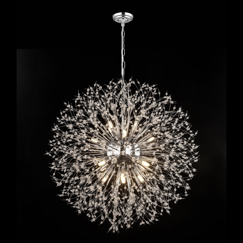 Perrion 16 - Light Dimmable Globe Chandelier, Chrome, 68" H x 32" W x 32" D