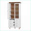 Cabinets, armoire de rangement haute moderne en MDF blanc cassé avec portes en verre Tablettes réglables pour la cuisine / le salon | Moderne | Blanc cassé