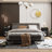 Usmon Modern Nightstand with Glass Door,Metal Side Table,Bedside Table With Flip-Top Storage-1869533239