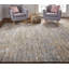 Tapis brun / gris en laine noué à la main-87634527
