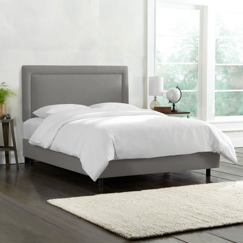 Upholstered Standard Bed, Queen, Classic Grey Linen