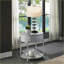 Chêne naturel moderne Table basse chromée avec base en métal, spacieuse pour les boissons de salon Décoration-1264813089