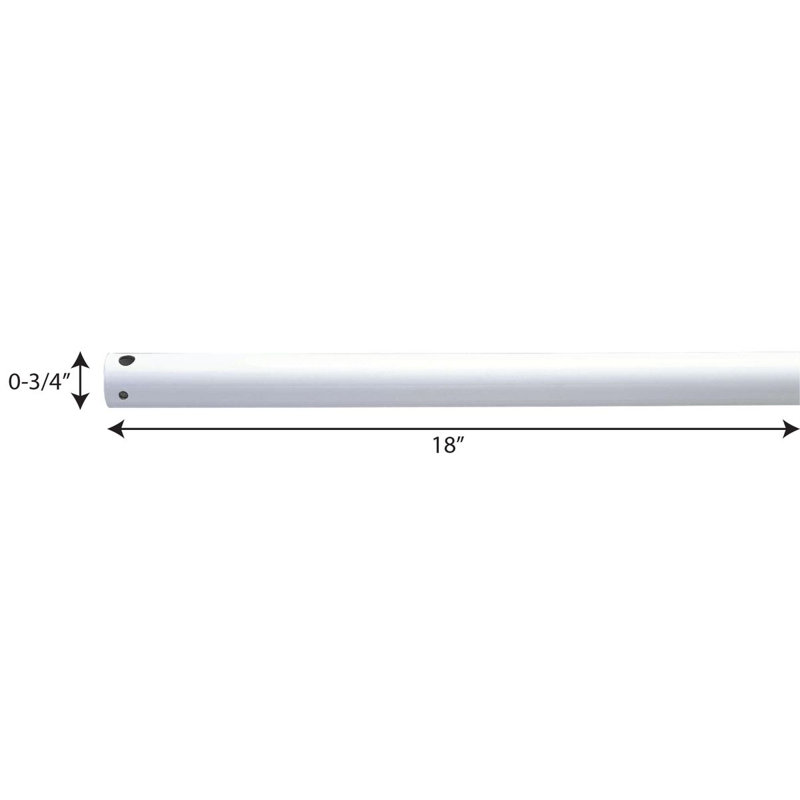 36-Inch Ceiling Fan Downrod In White Finish, 18" H x 0.75" W x 0.75" D
