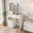 5-Drawer Dressing Table with Movable Mirror and LED Light for Bedrooms