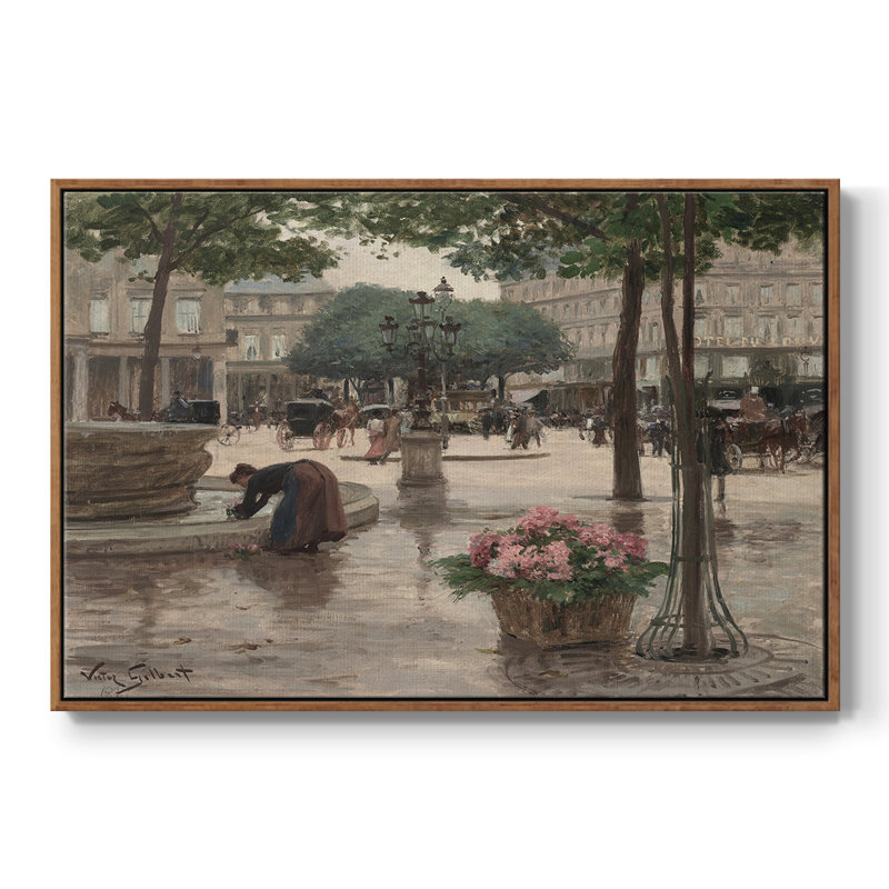 Paysage rétro-Dxxxv, H 27 po x l 41 po x P 2 po, Toile encadrée noyer flottant