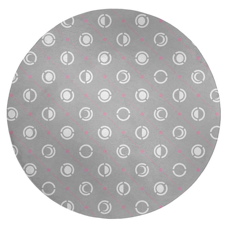 Chenille Geometric Indoor Rug, Round 5'