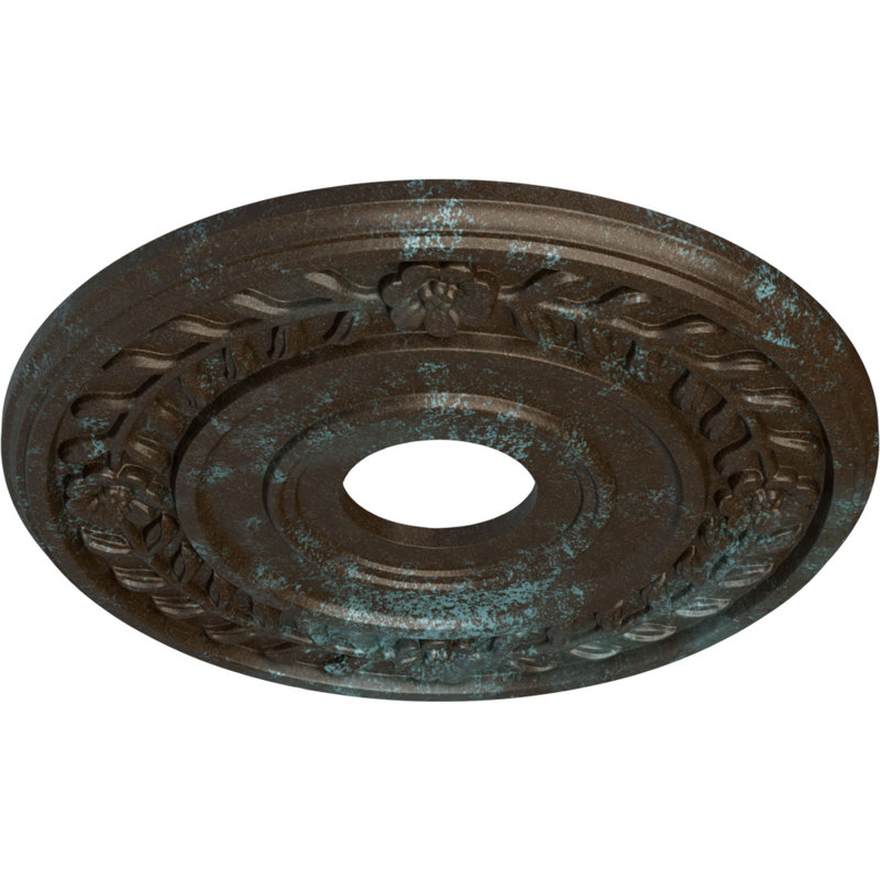 Couronne H 16,25 po x l 16,25 po x P 1 po médaillon de plafond, Patine bleue bronze