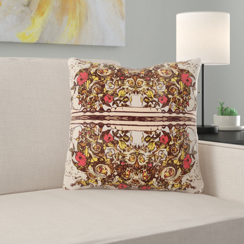 Mcmillon Damask Outdoor Reversible Throw Pillow, Microsuede, Indoor