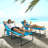 2 Piece Folding Chaise Lounge with 5-level Reclining Back, Tanning Chair with Face Hole, Outdoor Lounge Chair with Side Pocket & Headrest for Beach, Yard, Patio, Blue-603496410-603496411
