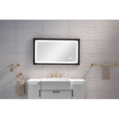 Miroir de salle de bain 40 "x 24" à DEL avec cadre en aluminium