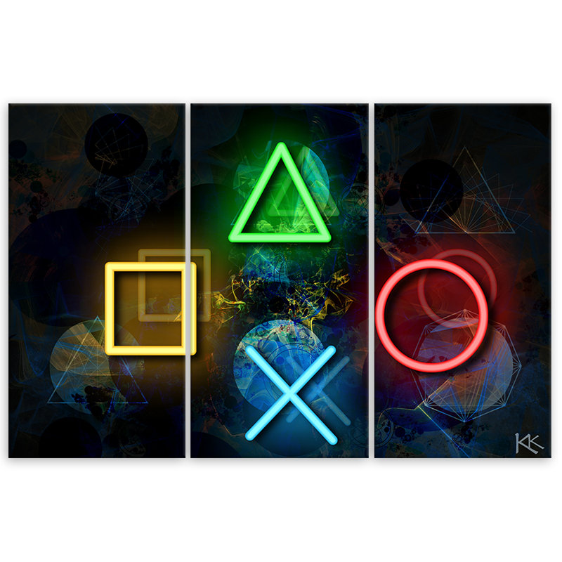 Buttons For The Controller - 3 Piece No Frame Print on Canvas, 80cm H x 120cm W