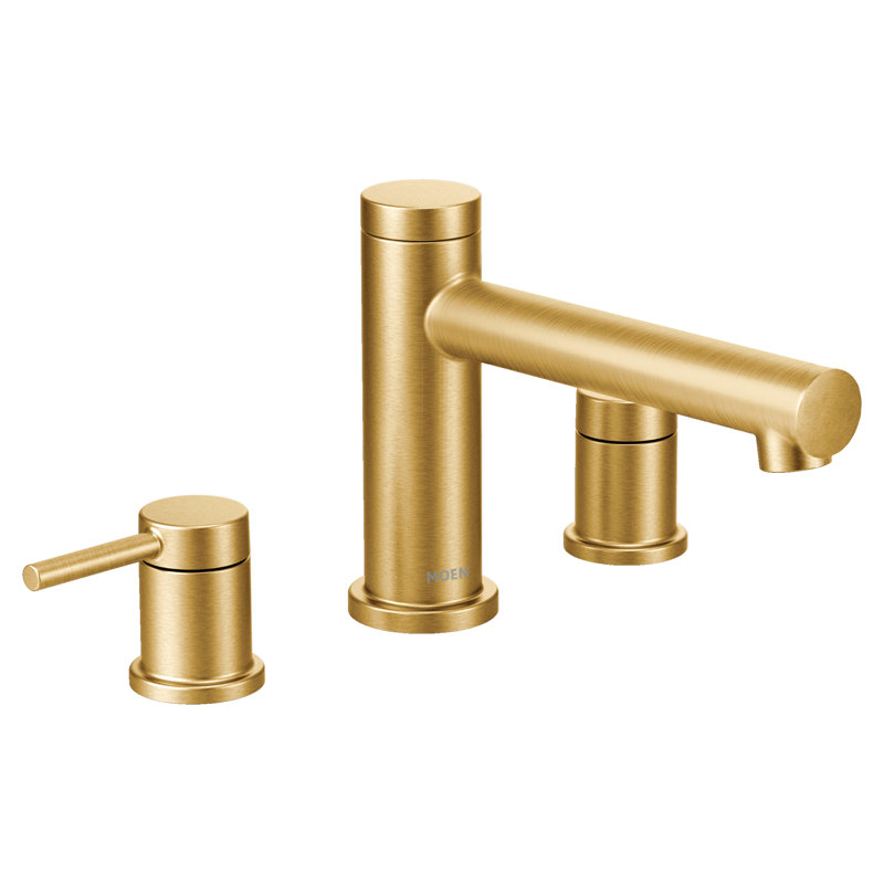 Align Double Handle Deck Mounted Roman Tub Faucet Trim, Brushed Gold