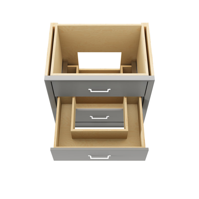 Alexandra Three-Drawer Single Bath Vanity, Platinum Gray, 30", Matte Black