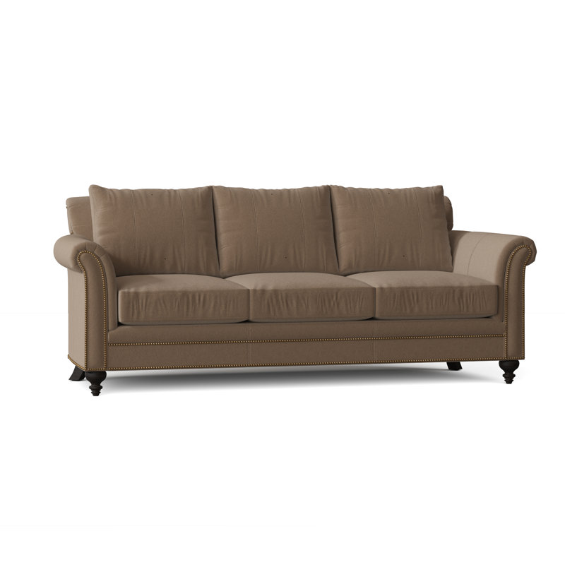 Richardson Sofa, Aline Fumo Genuine Leather, Mahogany, French Natural