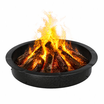 48" Inner / 52" Outer Fire Pit Ring, Heavy Duty Steel Fire Ring Liner for Outdoor DIY Wood Burning Fire Pits, Black