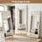 Irregular Wavy Full Length Mirror with Flannel Wrapped Frame-1984298533-1980816782