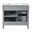 Meuble-lavabo 36 po avec lavabo supérieur, meuble-lavabo moderne avec 2 tiroirs et tiroir escamotable, meuble-lavabo simple-119233128
