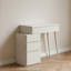 Table de coiffeuse en bois blanc avec armoire à 3 tiroirs et tabouret Liriodendron