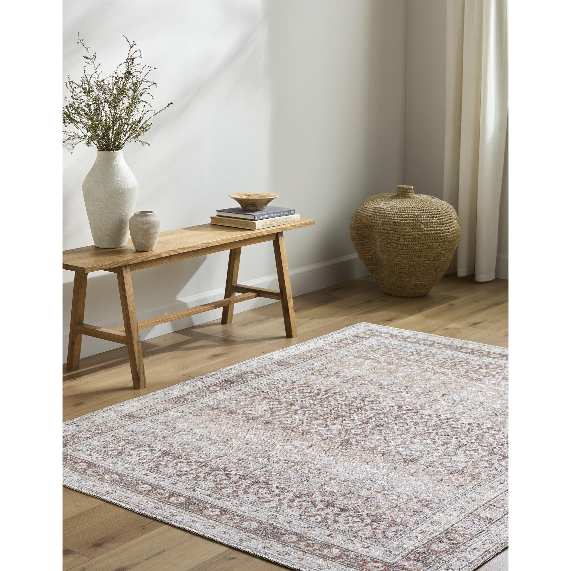 Angiela Machine Washable Indoor Rug, Rectangle 6'6" x 9'