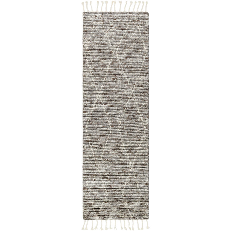 Talon Geometric Hand-Knotted Wool Area Rug in Gray/Brown