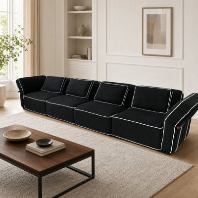 Adonia Upholstered 162.22" Boucle Slipcovered Flared Arm Sofa (4 Seat)