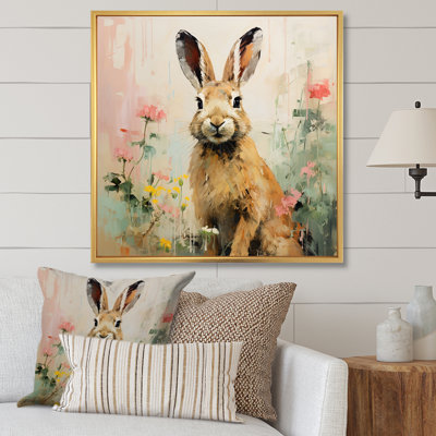 Curious floral rabbit meadow III - Rabbit Wall Art