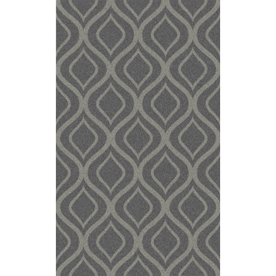 Tapis géométrique en laine tissé à la main gris foncé