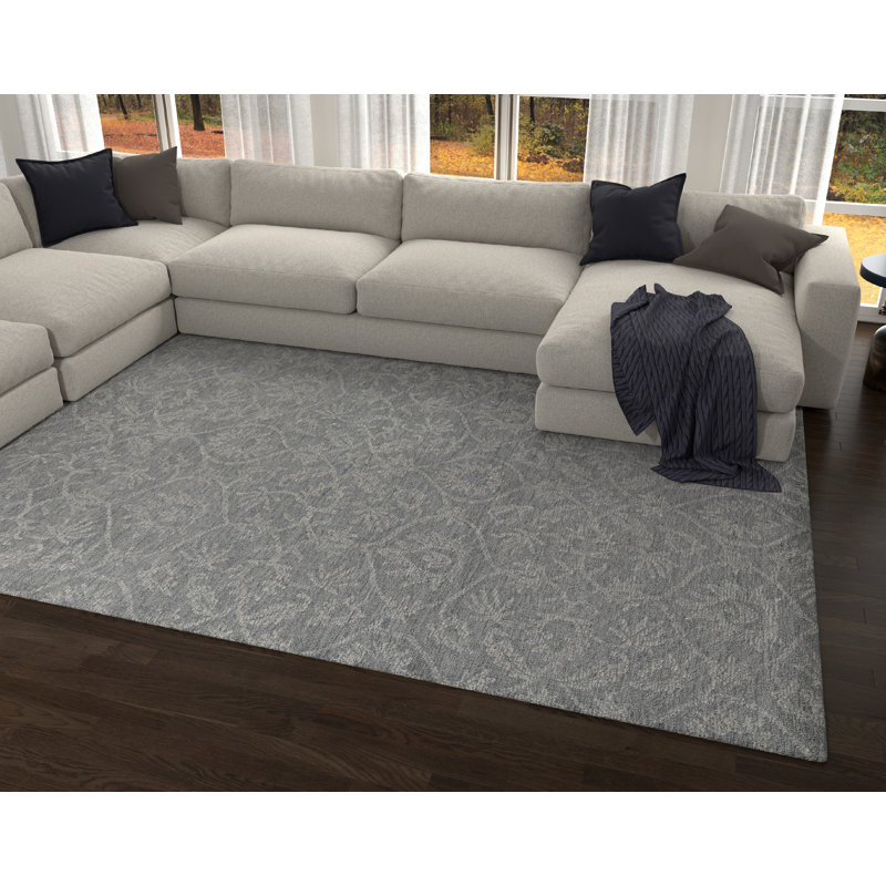 Tapis gris en laine touffeté à la main Agna, Rectangulaire 9 pi x 13 pi