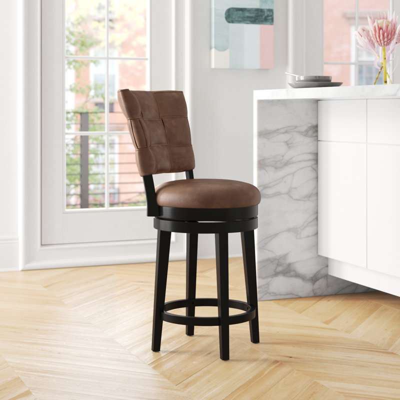 Tabouret de bar et de comptoir Bittu, Tabouret de comptoir (assise de 26 po de hauteur), Châtaignier