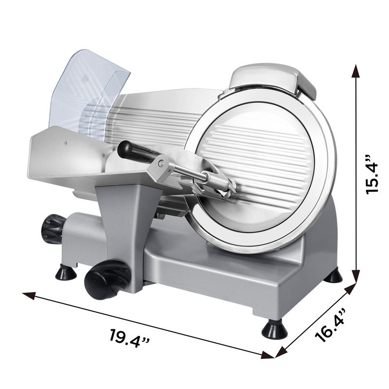 Trancheuse à viande commerciale de 10 po, 340 W, trancheuse électrique de charcuterie avec épaisseur réglable, lame en acier inoxydable, affûteur intégré, lame amovible pour un nettoyage facile