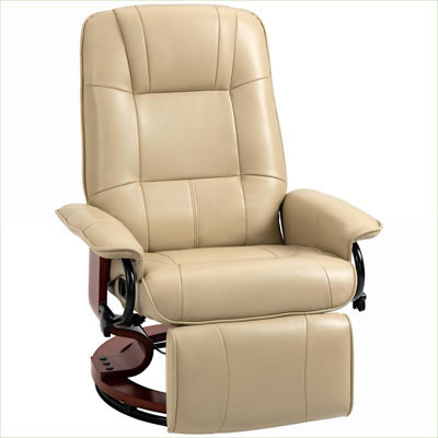 For Small Living Room Relaxation | White-Toned Faux Leather Manual Recliner by BEIMO, Swivel Wood Base Design