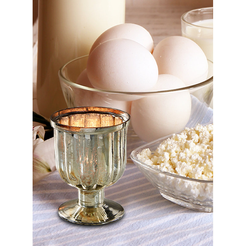 Votive piédestal antique en verre mercurisé