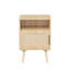 Table de chevet en rotin de 22,83 po de hauteur, table d'appoint avec tablette ouverte, table de chevet décorative avec pieds en bois pour chambre à coucher, dortoir et petits espaces, chêne