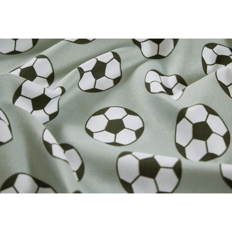 Soccer Sports Microfiber Sheet Set, Full Sheet Set with 2 Pillowcases, Black/White/Gray