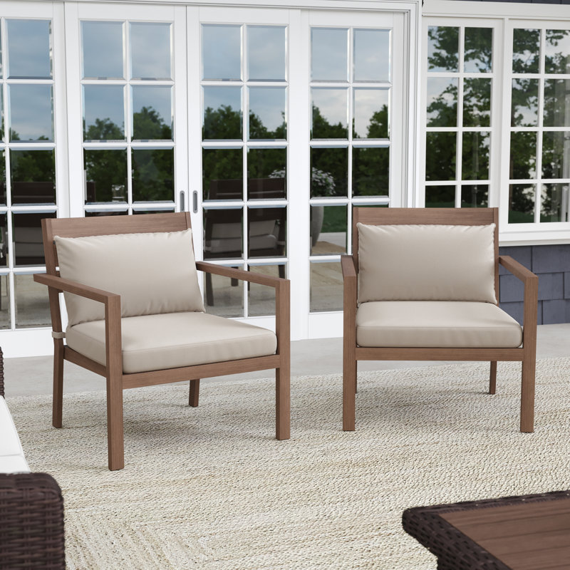 Chaises d'appoint de patio toutes saisons avec siège et coussins lombaires Martha Stewart Bedford, Brun, Crème, crème