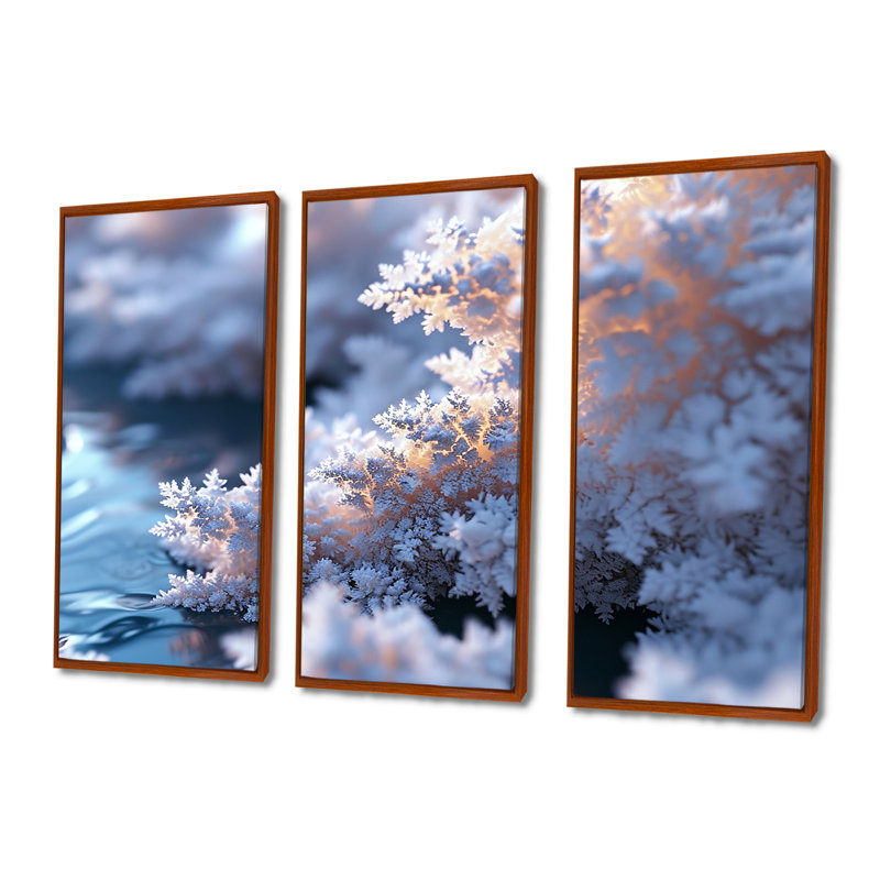 Ensemble de salon Fractal Universe Morning Snow - Botanicals, Cadre flottant brun, H 32 po x l 48 po x P 1 po