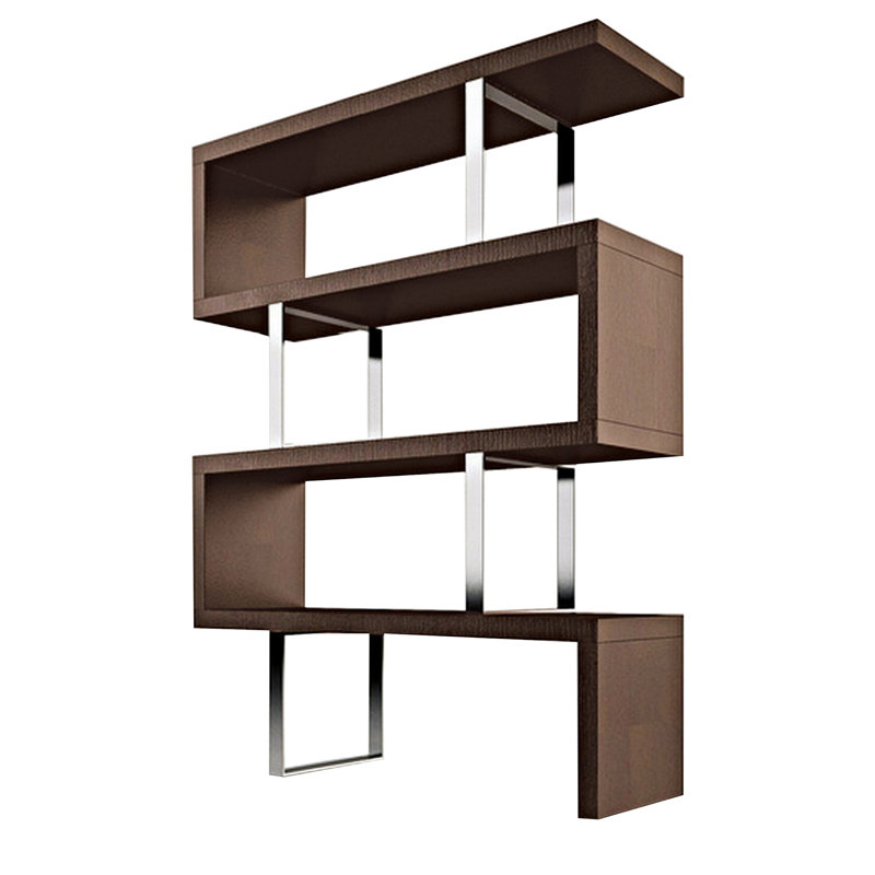 Charlis Geometric Bookcase, (4 Shelves) 67" H x 51" W x 16" D, Brown